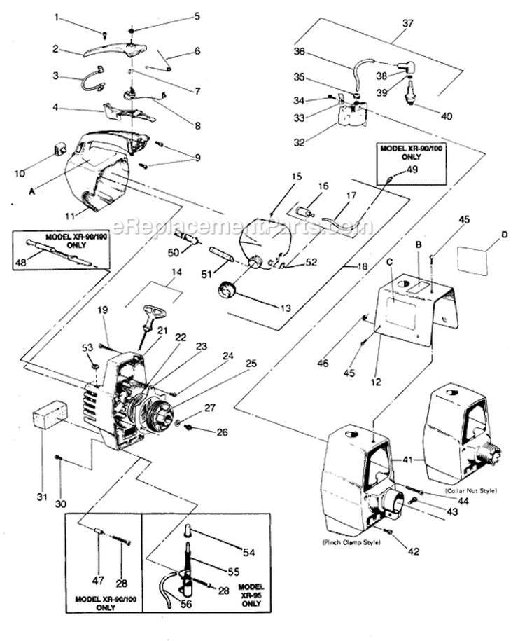 Page D Diagram and Parts List for XR-100  Weed Eater Trimmer